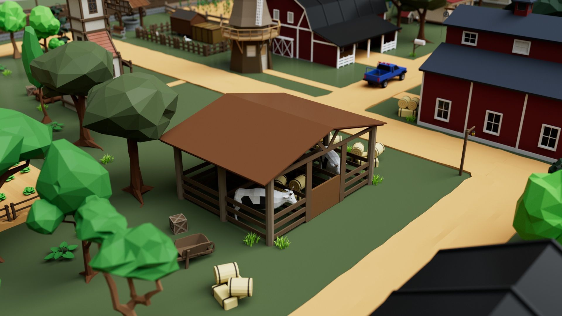 Farm House and Animals Mega Pack for Game Ready Low-poly 3D model_16