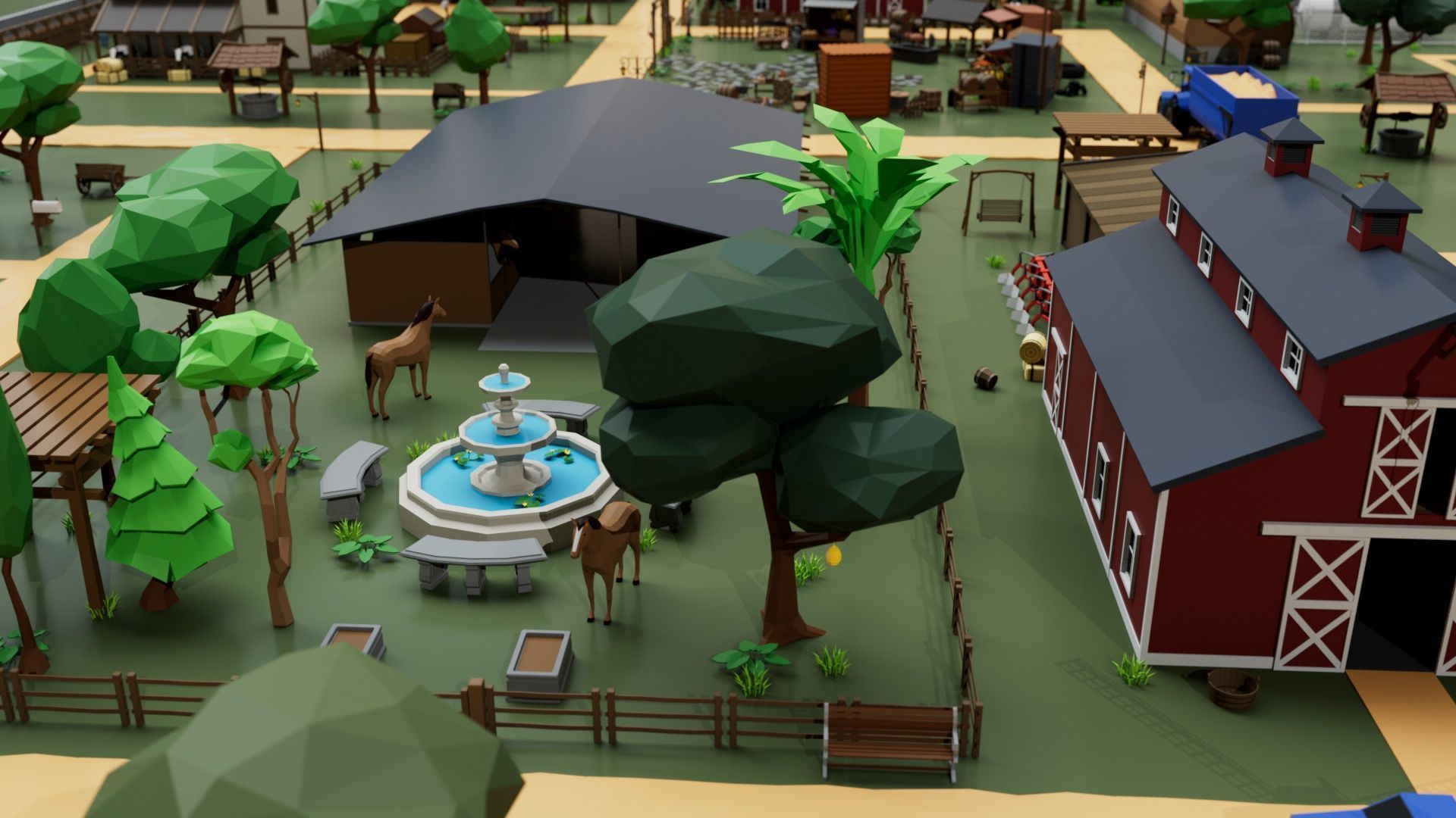 Farm House and Animals Mega Pack for Game Ready Low-poly 3D model_12