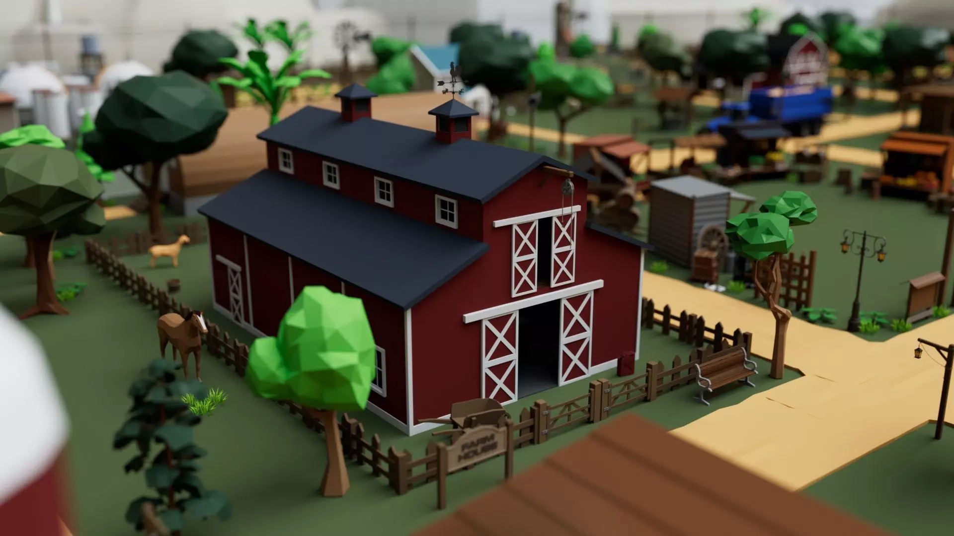 Farm House and Animals Mega Pack for Game Ready Low-poly 3D model_0