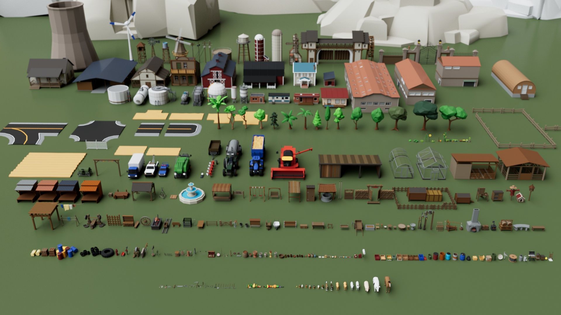 Farm House and Animals Mega Pack for Game Ready Low-poly 3D model_22