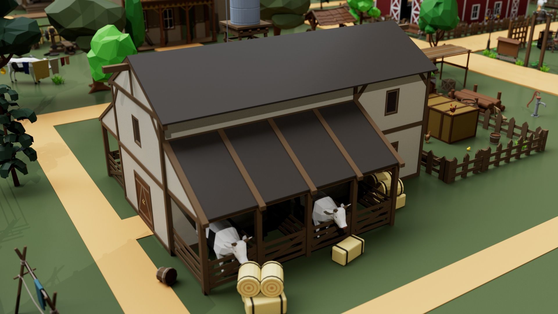 Farm House and Animals Mega Pack for Game Ready Low-poly 3D model_13