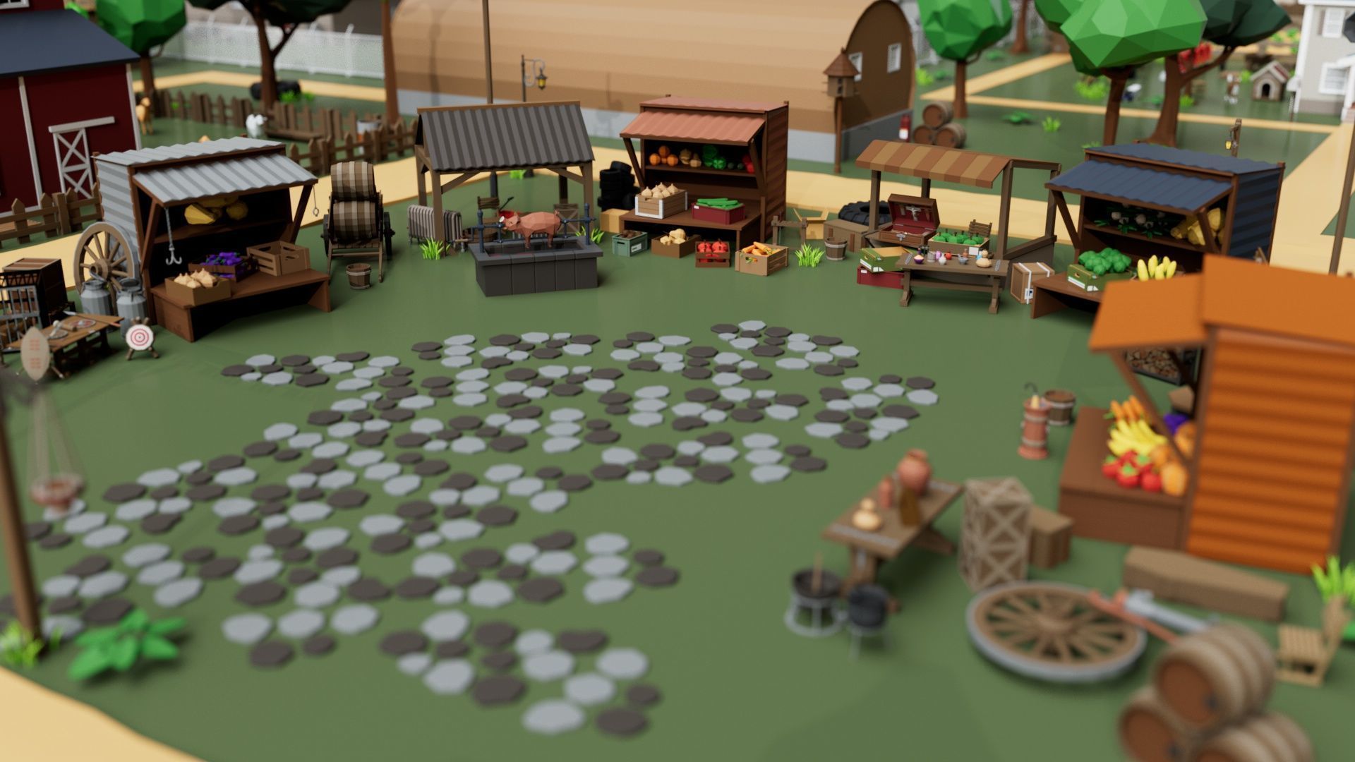 Farm House and Animals Mega Pack for Game Ready Low-poly 3D model_4