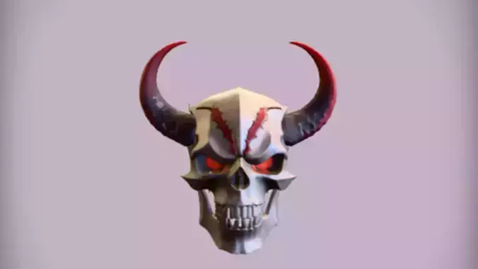 demonic skull with horns 3D model
