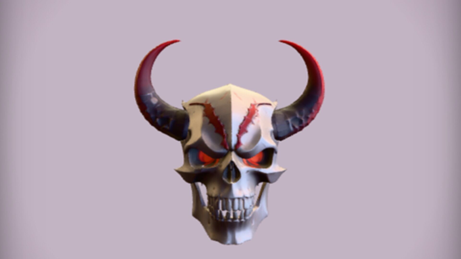 demonic skull with horns 3D model_3