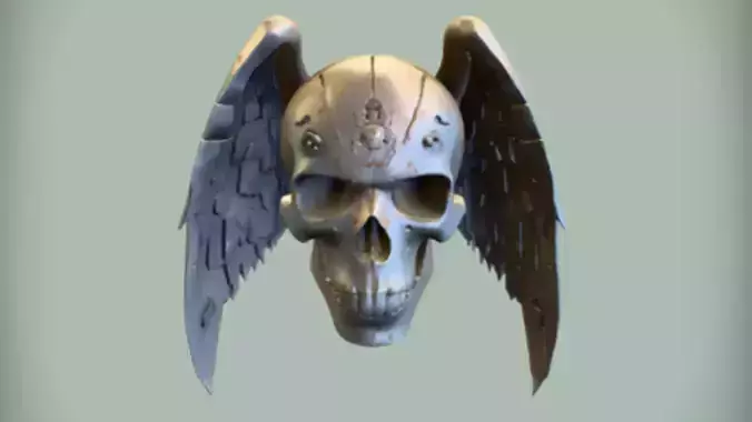 skull with ornamental wings