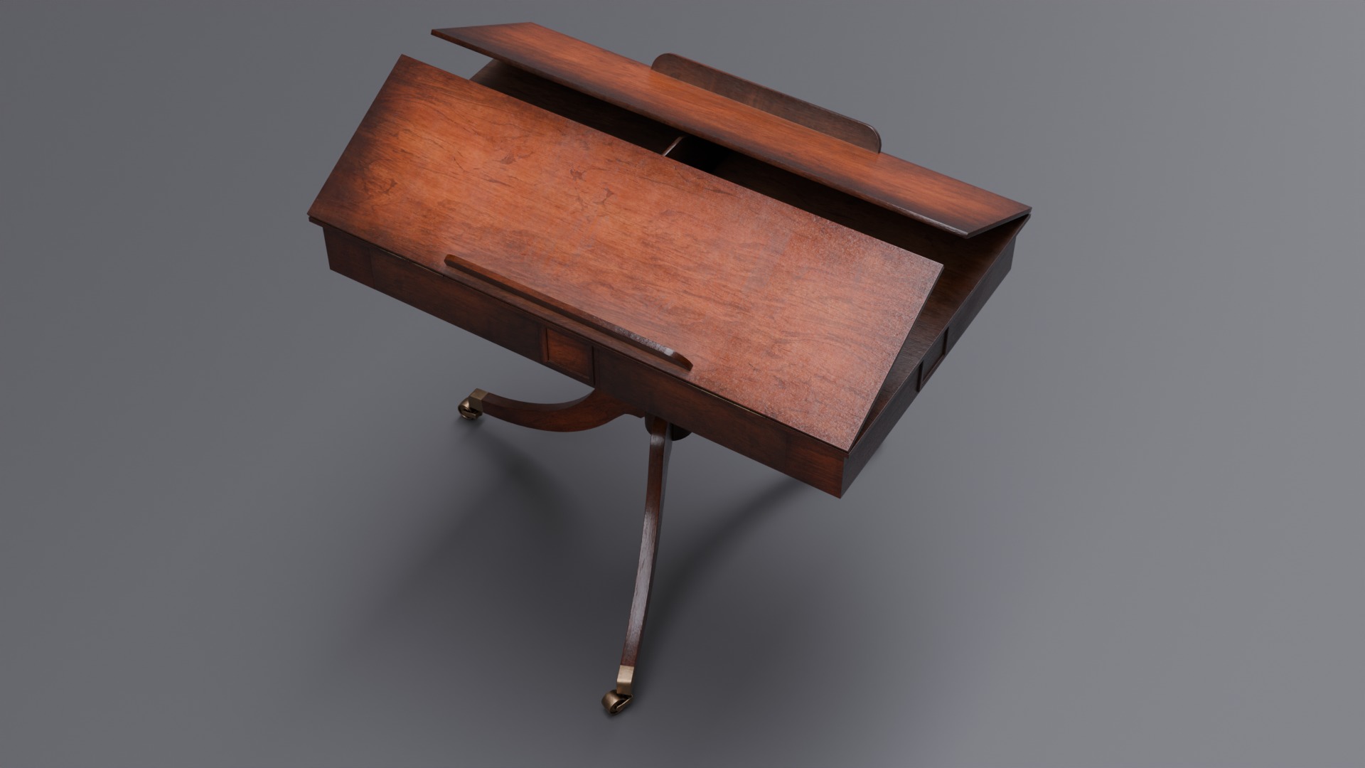 Old Library Table 3D model_8