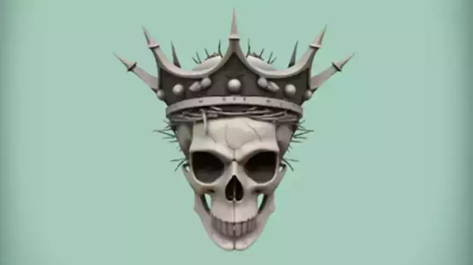 skull with a crown and thorns