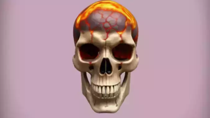 fiery skull with glowing eyes 3D model