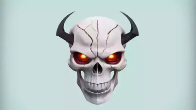 Demonic skull with glowing eyes 3D model