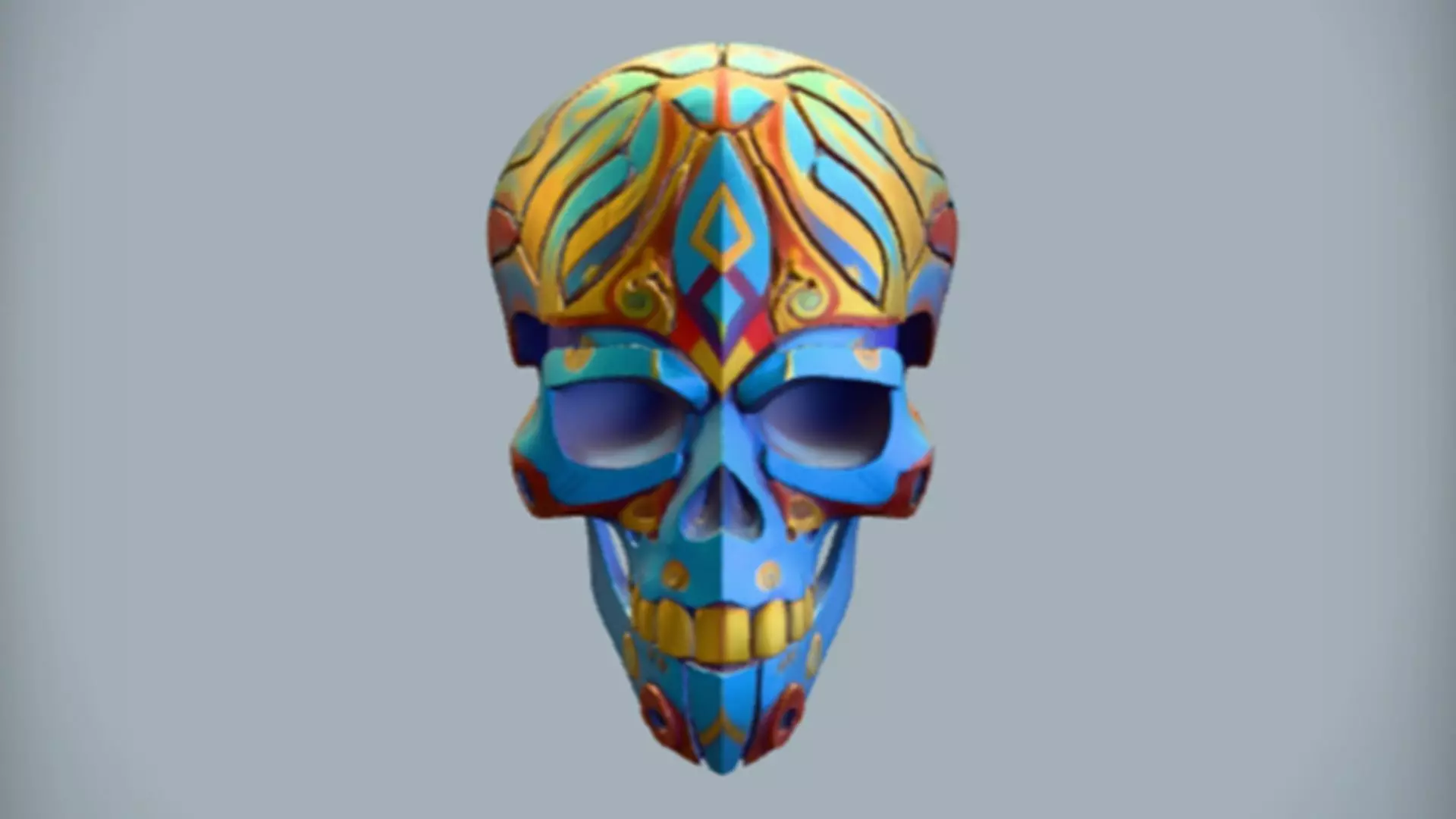 colorful ornamental skull   3D Game Ready Model 3D model_0