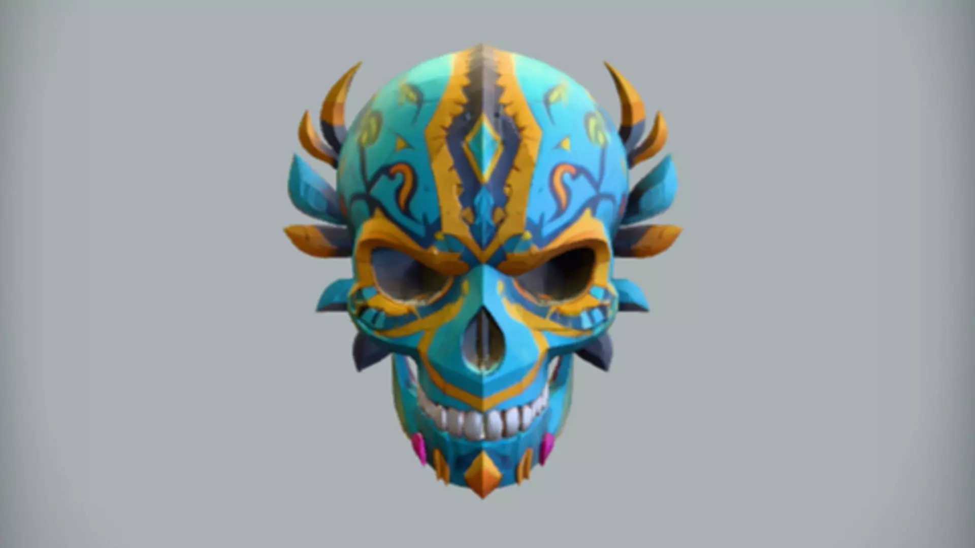 Colorful ornamental skull 3D Game Ready Model 3D model_0