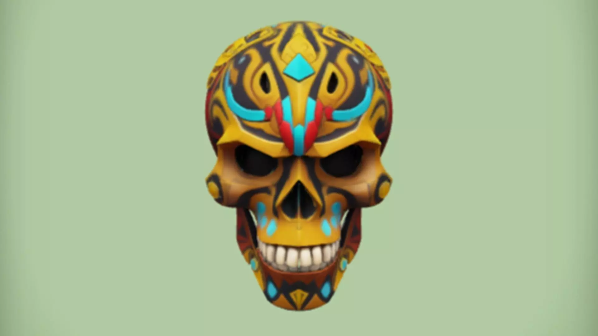 colorful decorated skull  3D Game Ready Model 3D model_0