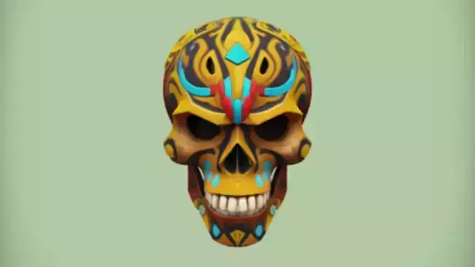 colorful decorated skull  3D Game Ready Model 3D model