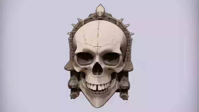 ornate skull sculpture  3D Game Ready Model