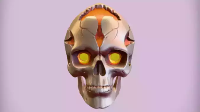 glowing cracked skull  3D Game Ready Model