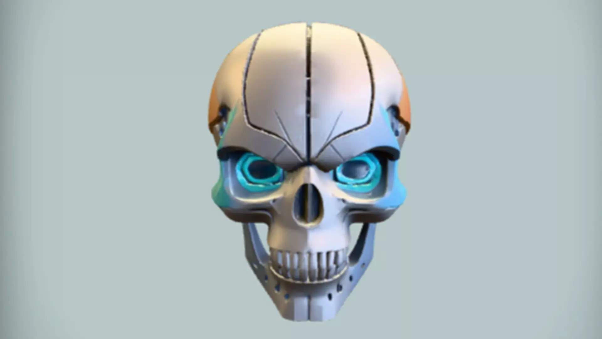 futuristic robotic skull 3D Game Ready Model 3D model_0