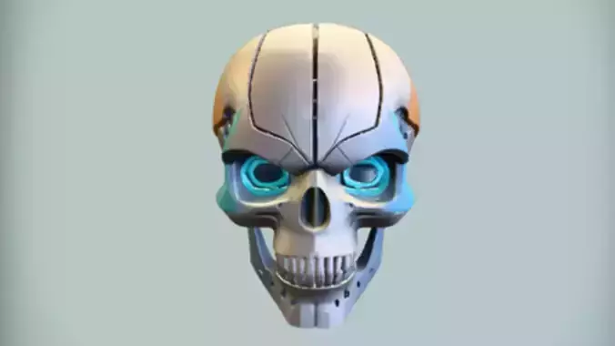 futuristic robotic skull 3D Game Ready Model 3D model