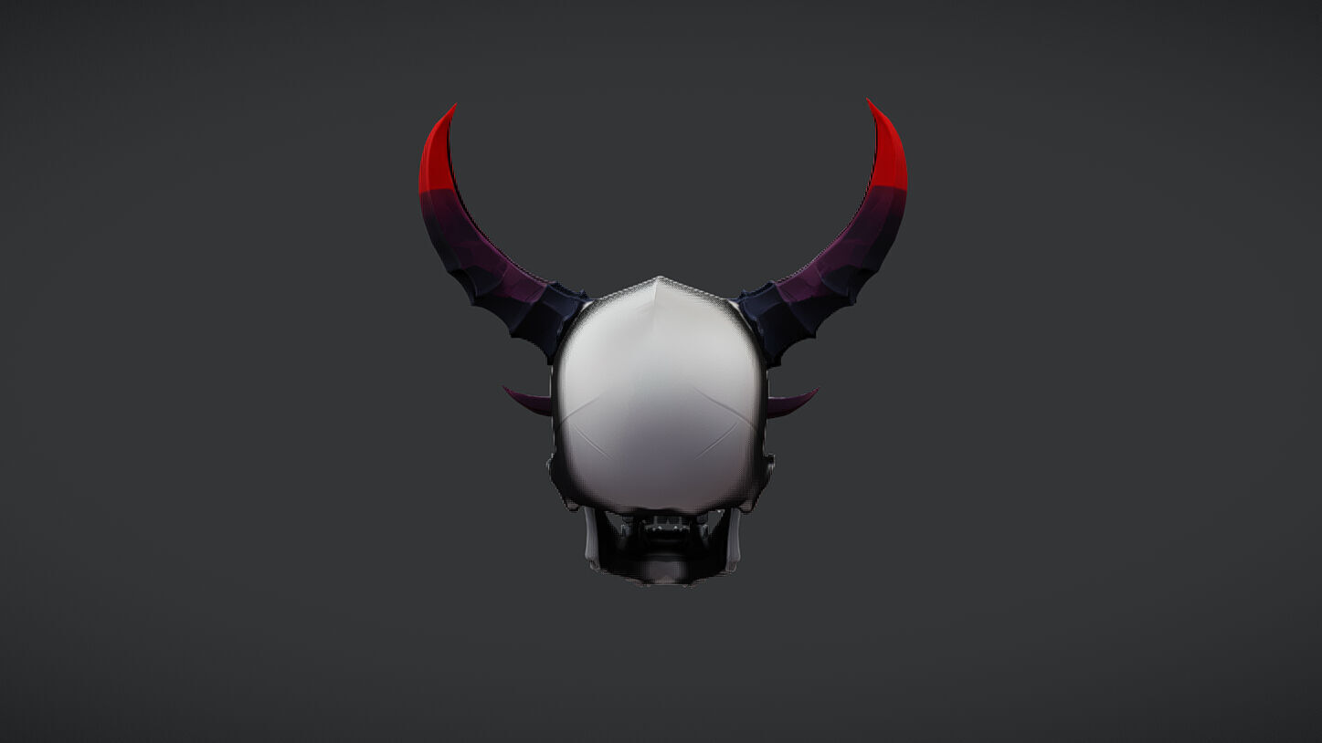 demonic skull with horns 3D model_3