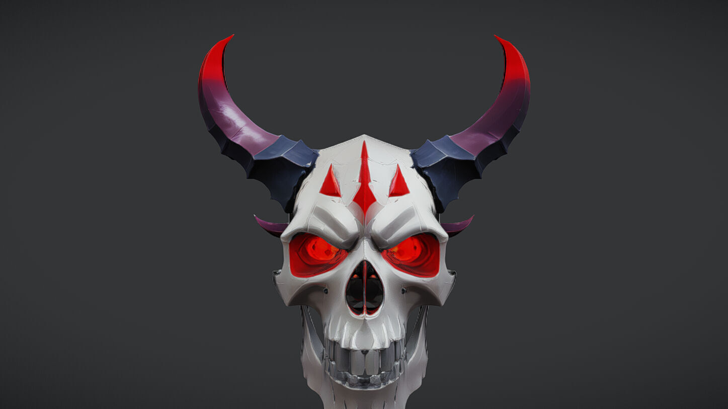 demonic skull with horns 3D model_5