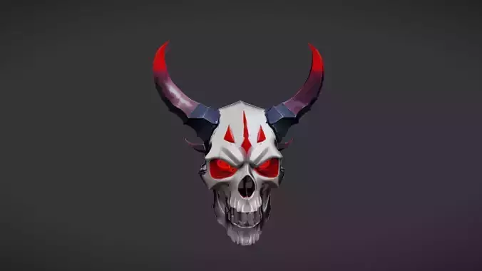 demonic skull with horns 3D model