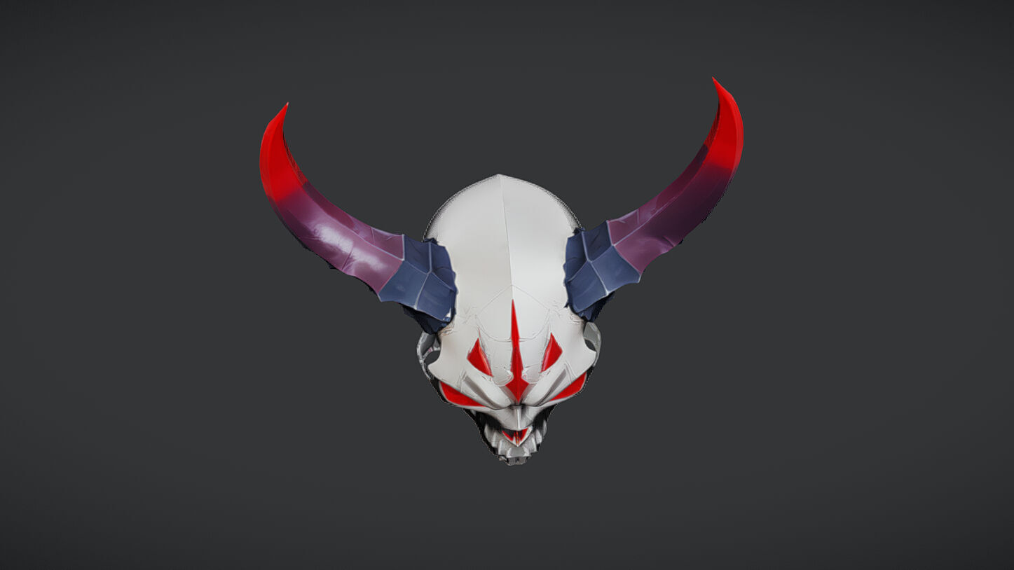 demonic skull with horns 3D model_6