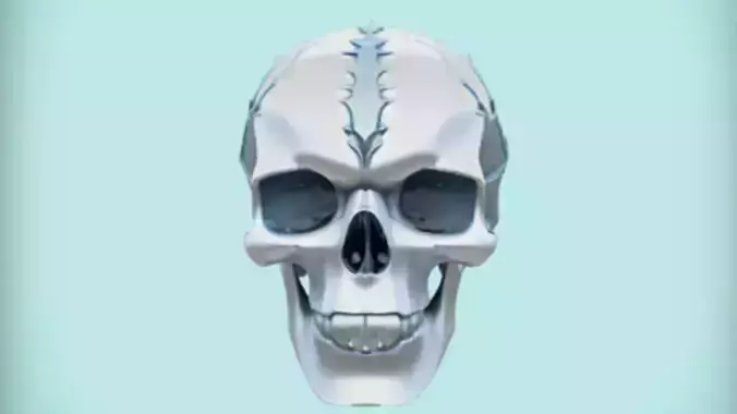 cracked ice-like skull  3D Game Ready Model 3D model