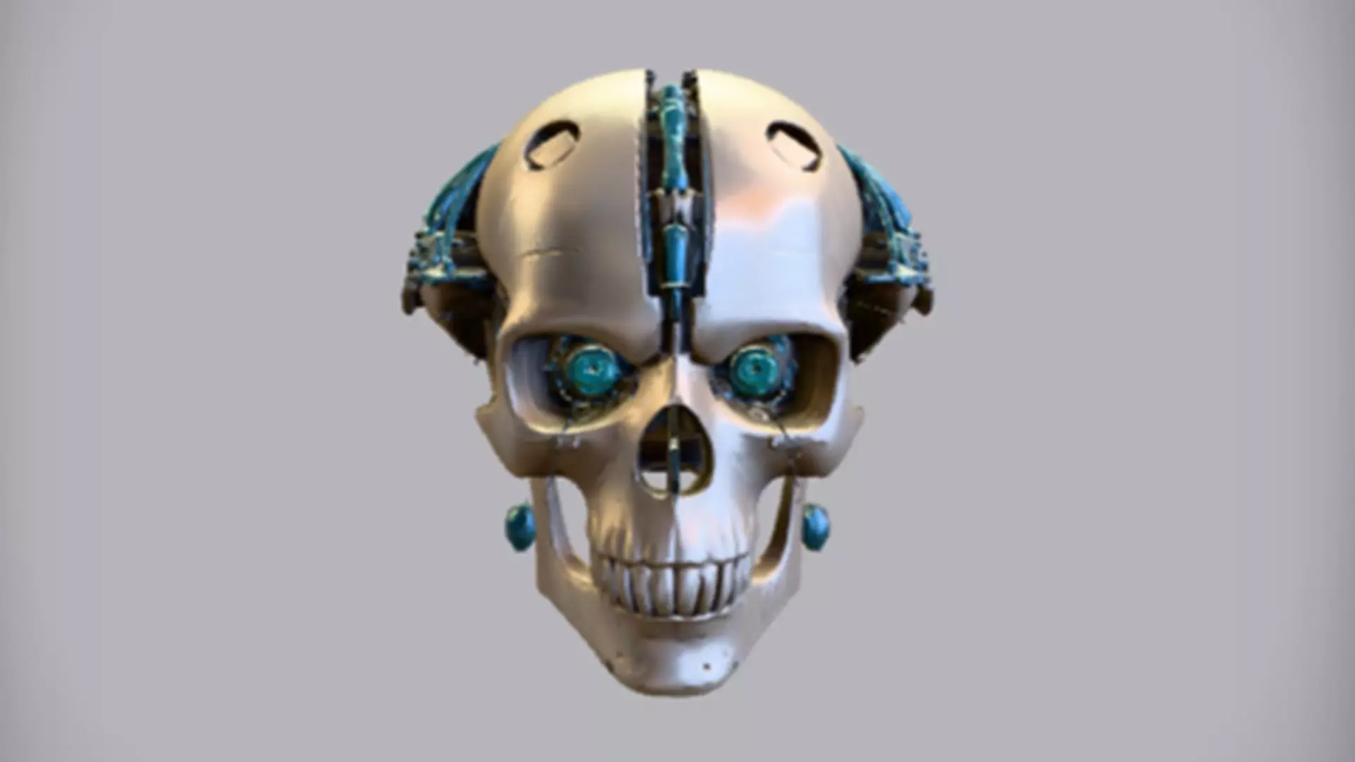 futuristic robotic skull  3D Game Ready Model 3D model_0