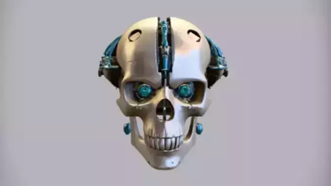futuristic robotic skull  3D Game Ready Model 3D model