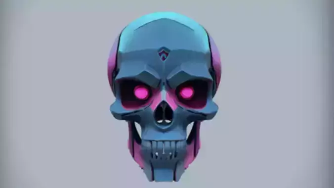 futuristic robotic skull   3D Game Ready Model 3D model