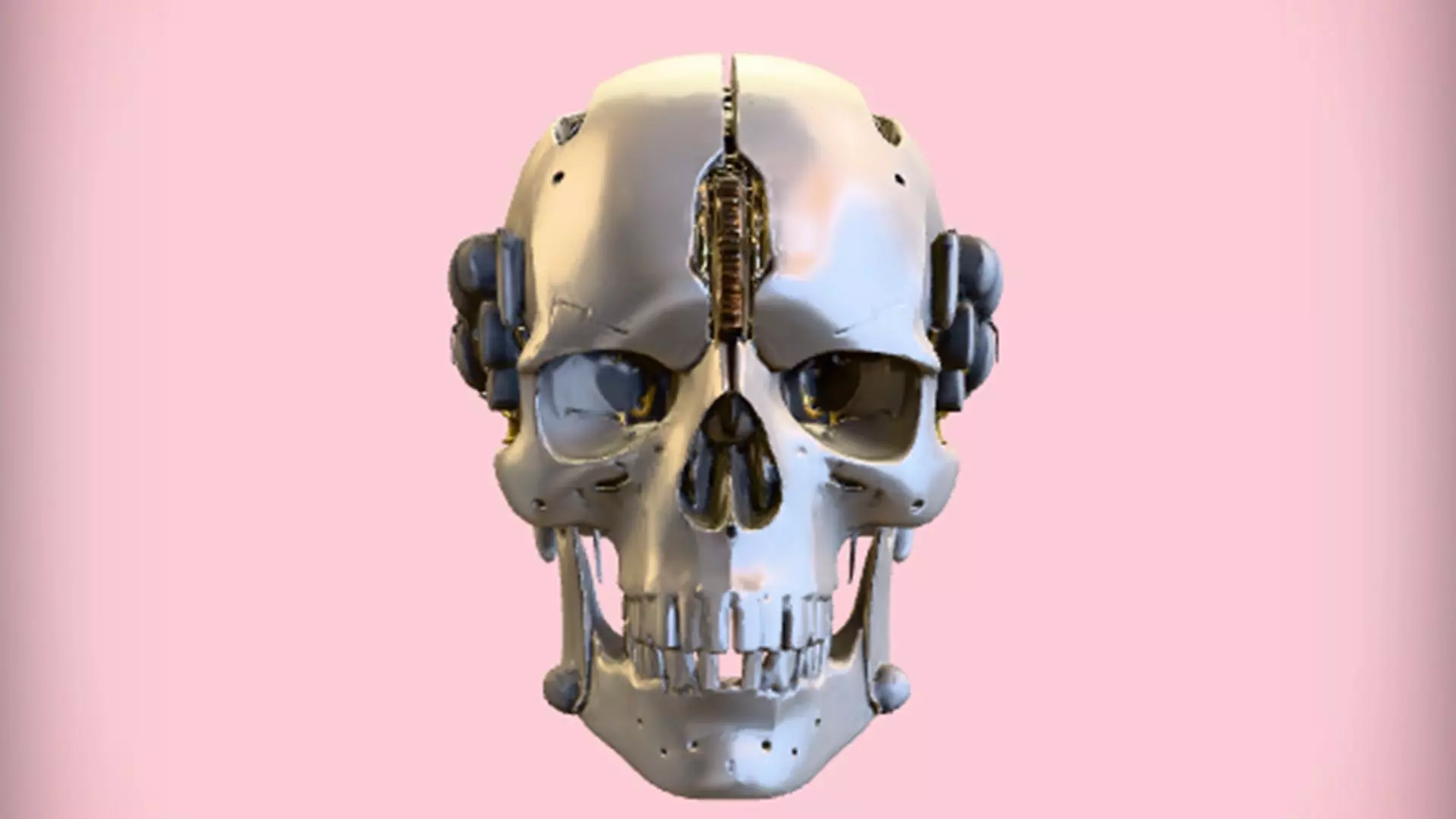 futuristic robotic skull   3D Game Ready Model 3D model_0