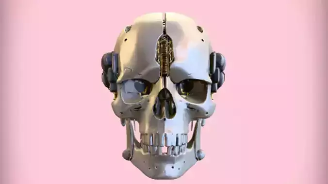 futuristic robotic skull   3D Game Ready Model 3D model