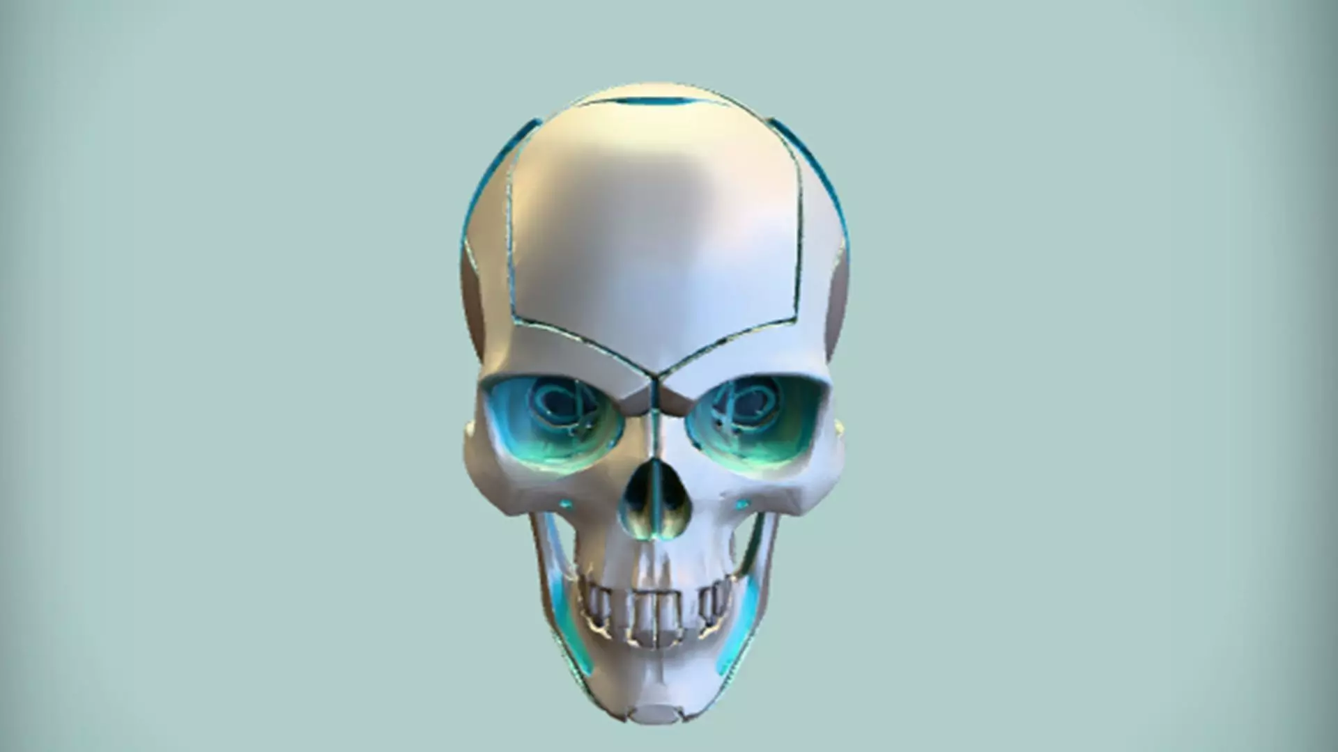 futuristic robotic skull 3D Game Ready Model 3D model_0