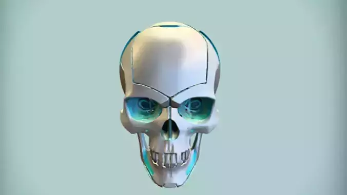 futuristic robotic skull 3D Game Ready Model 3D model