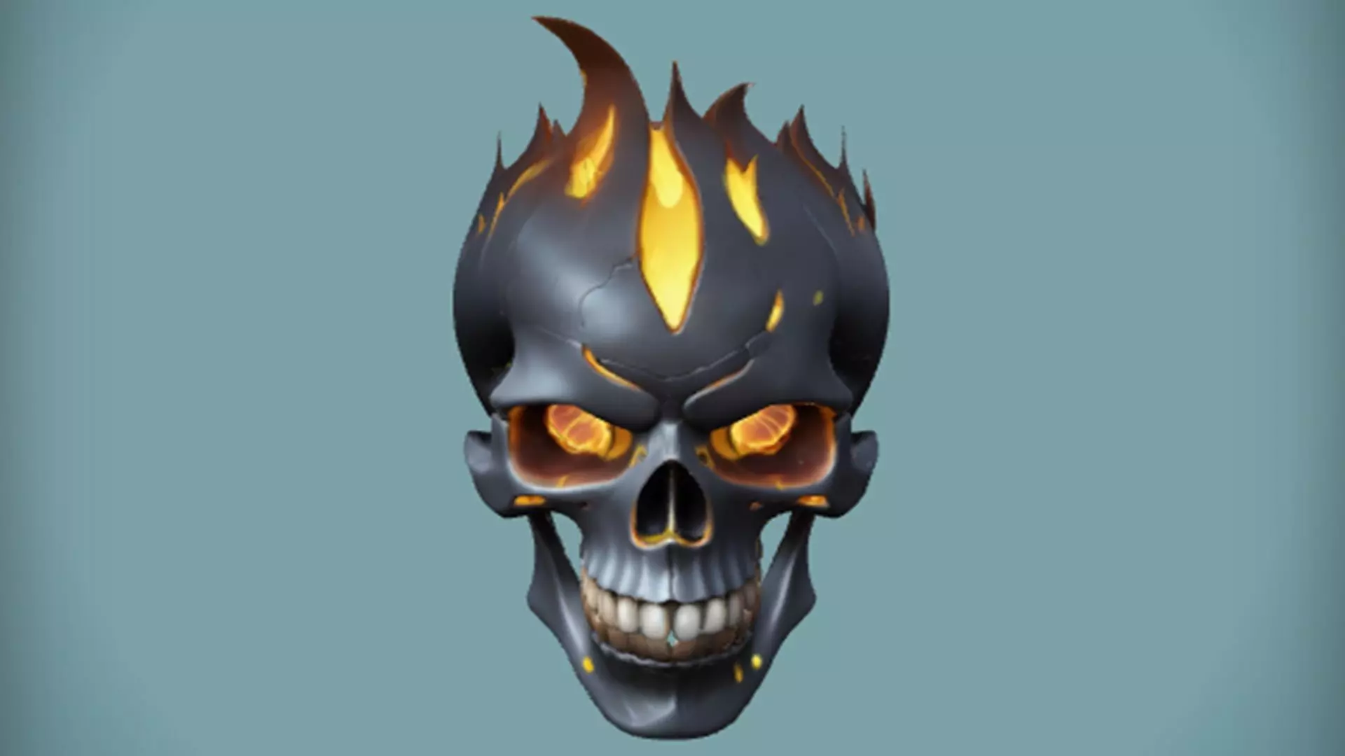 flaming skull with fiery eyes 3D model_0