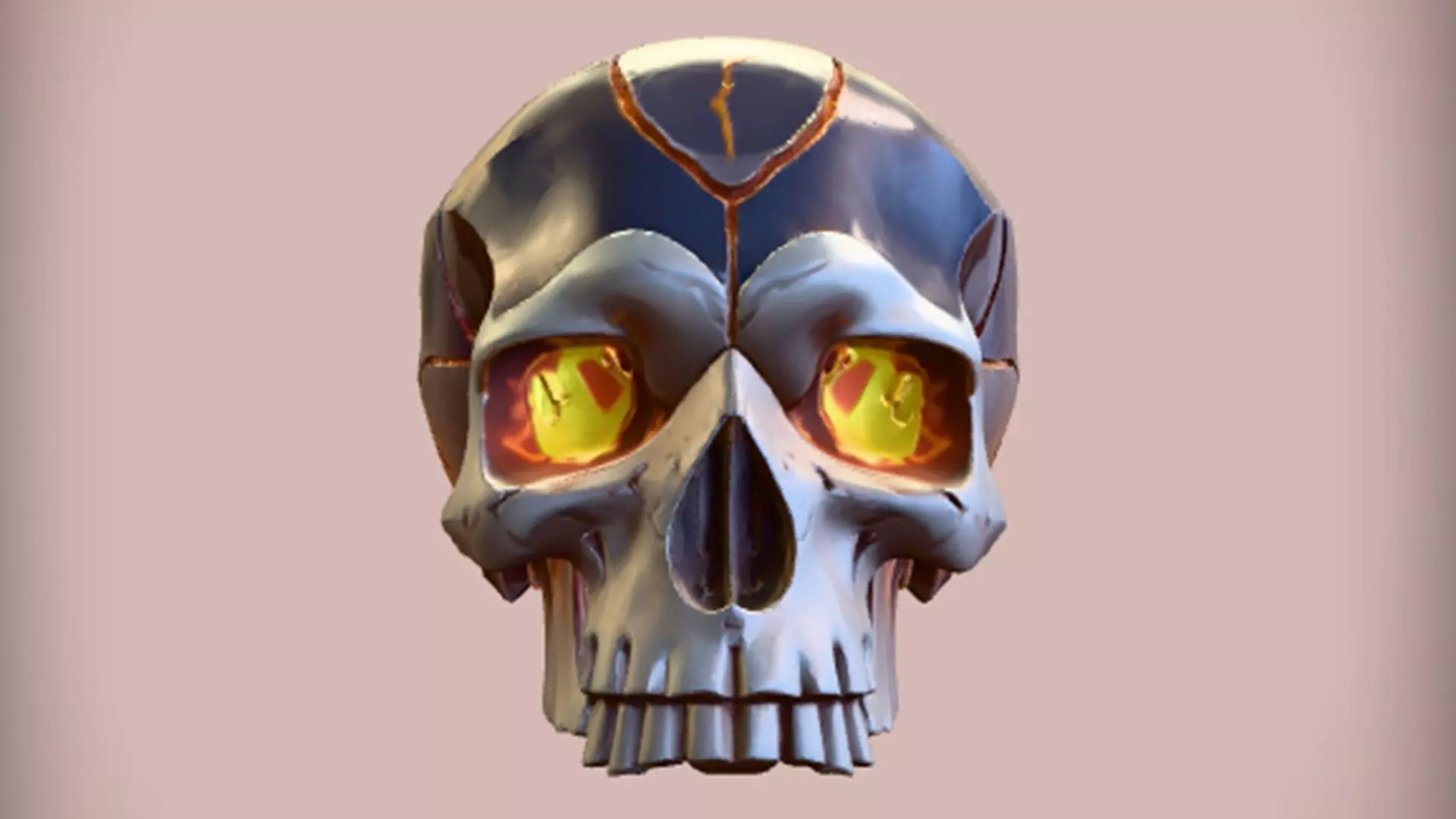flaming skull with cracks 3D model_0