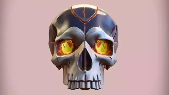 flaming skull with cracks 3D model