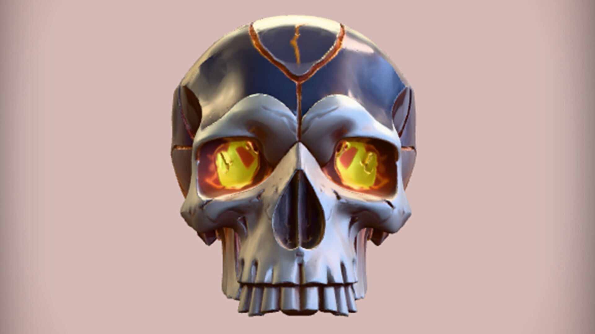 flaming skull with cracks 3D model_6