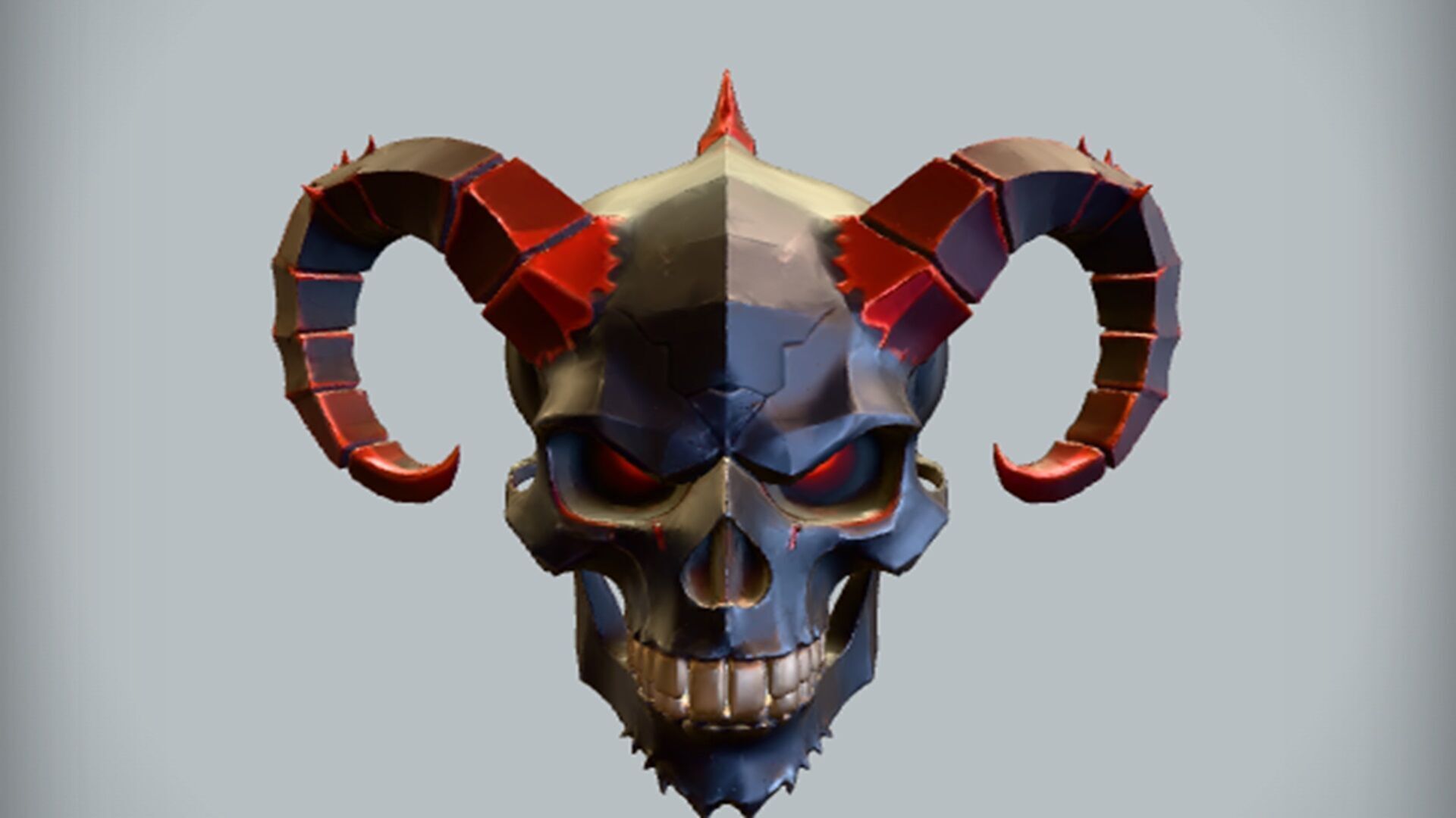 demonic skull with horns 3D model_5