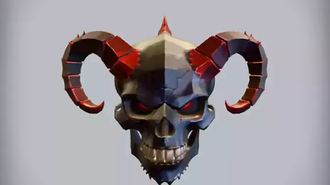 demonic skull with horns 3D model