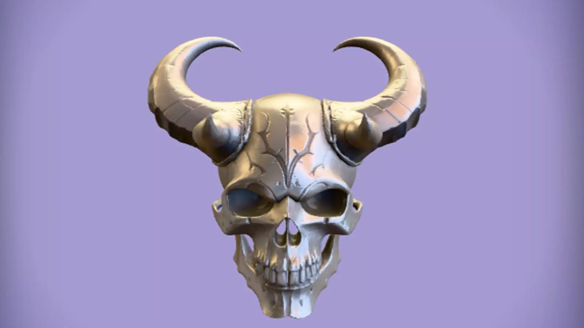 demonic horned skull 3D Game Ready Model 3D model_0