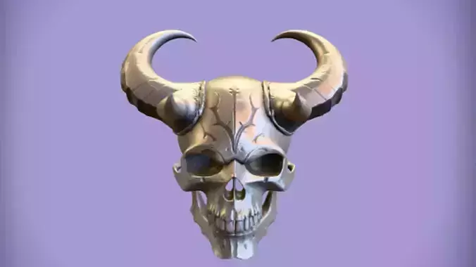 demonic horned skull 3D Game Ready Model 3D model