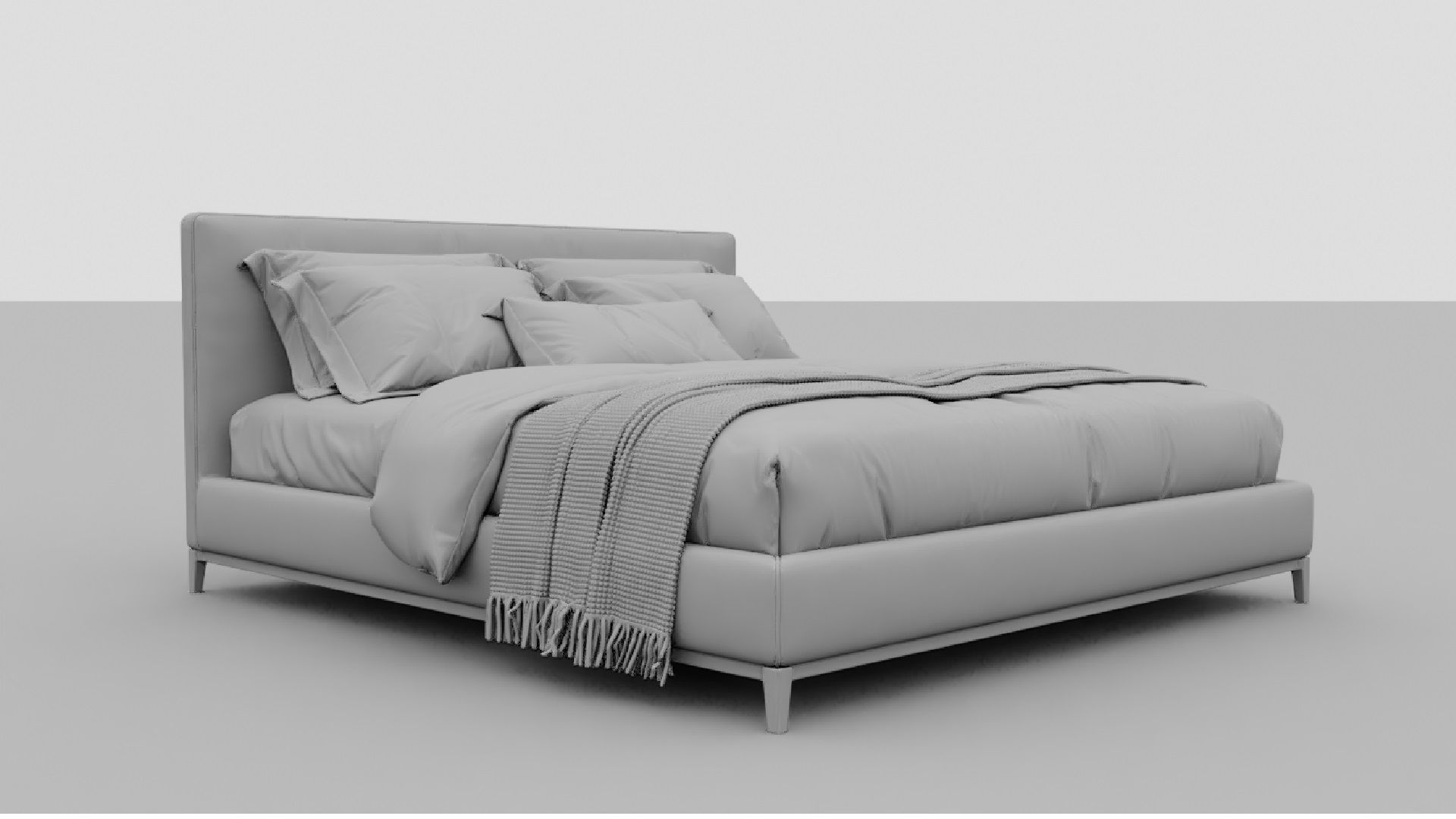 Gray Color Bed 3D model_11