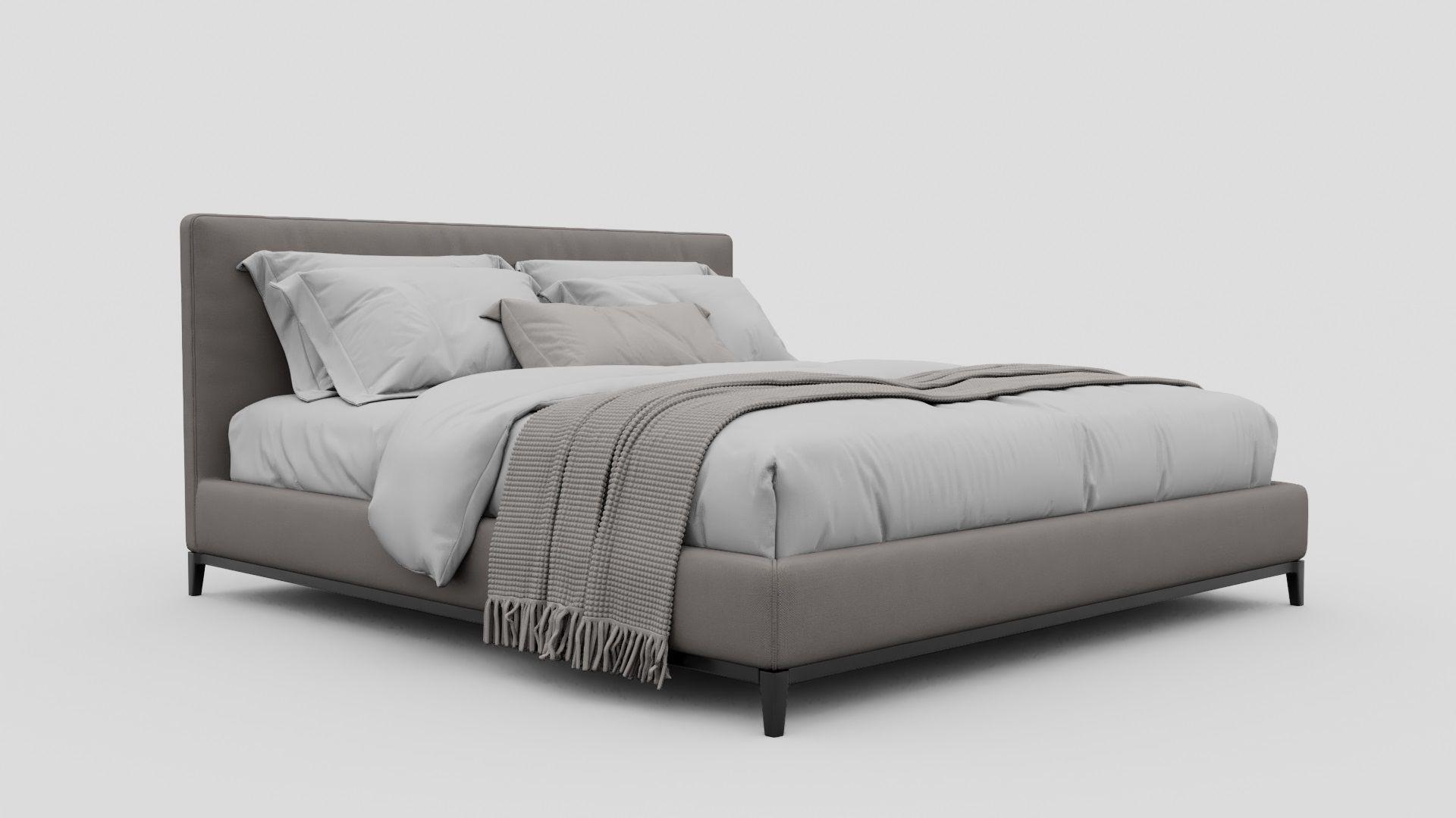 Gray Color Bed 3D model_3
