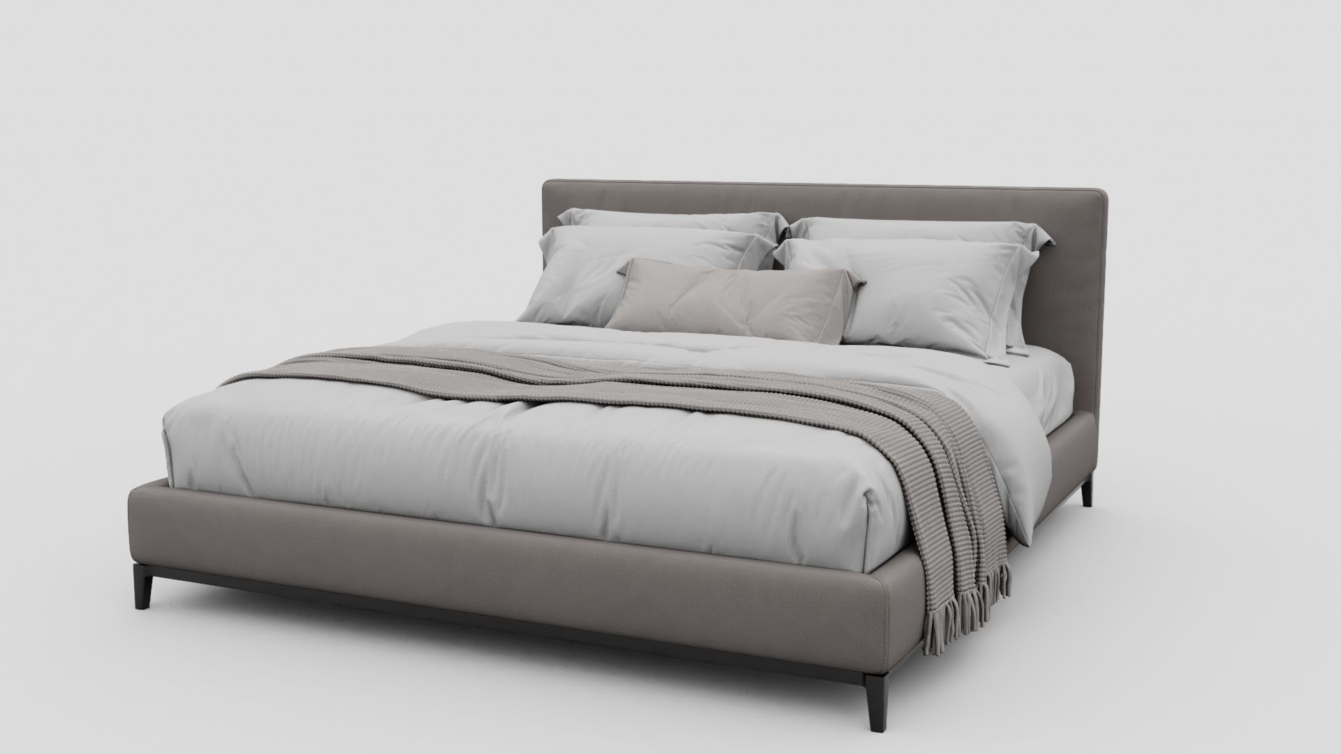 Gray Color Bed 3D model_1
