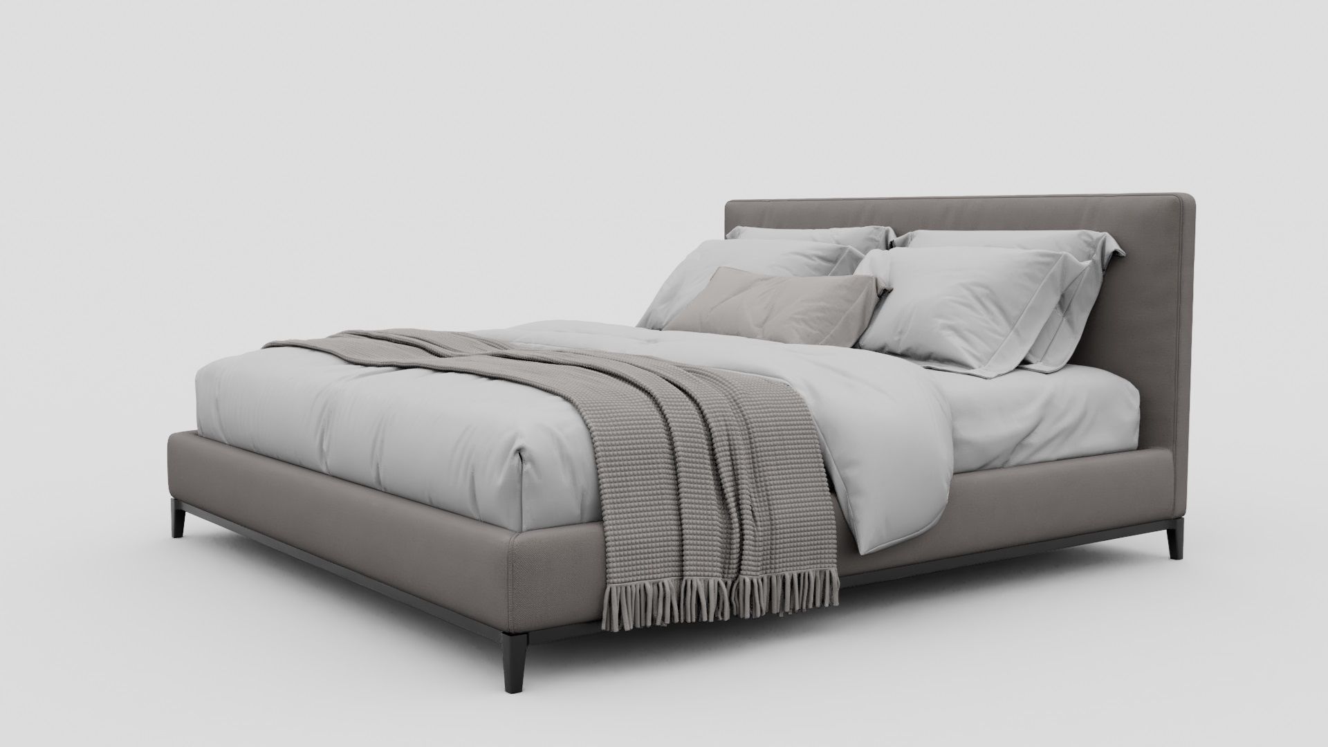 Gray Color Bed 3D model_2