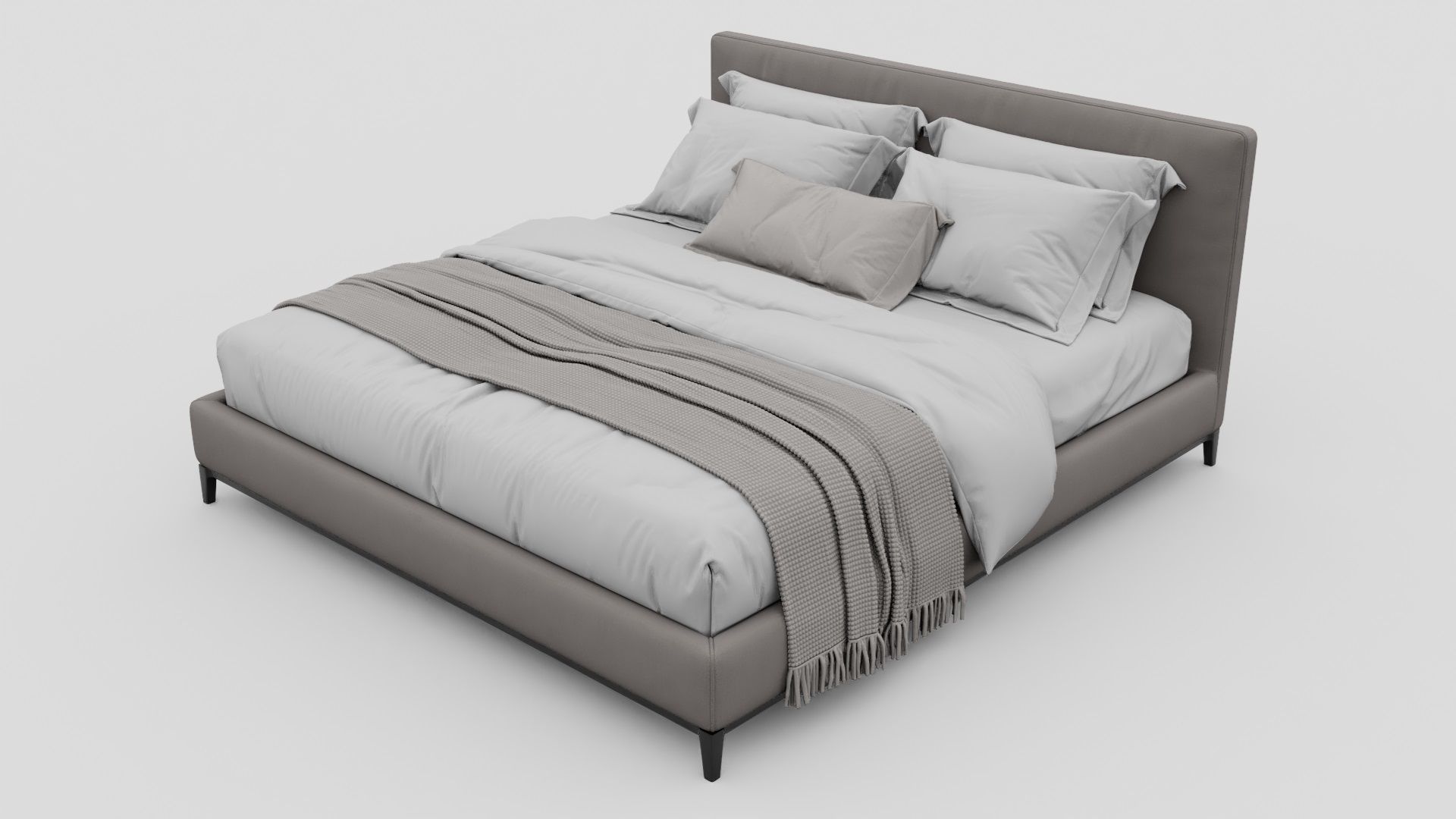 Gray Color Bed 3D model_15