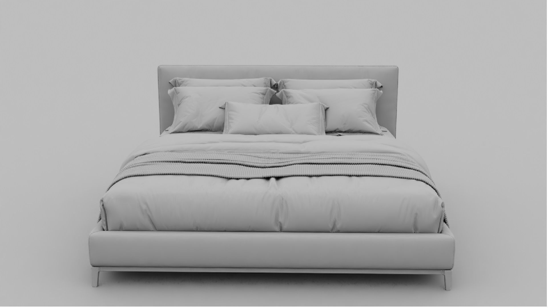 Gray Color Bed 3D model_5