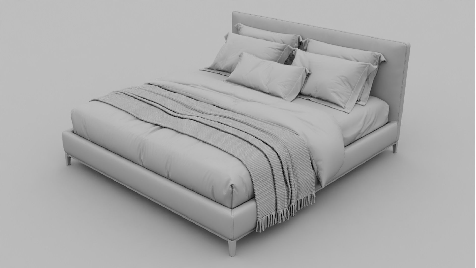 Gray Color Bed 3D model_16