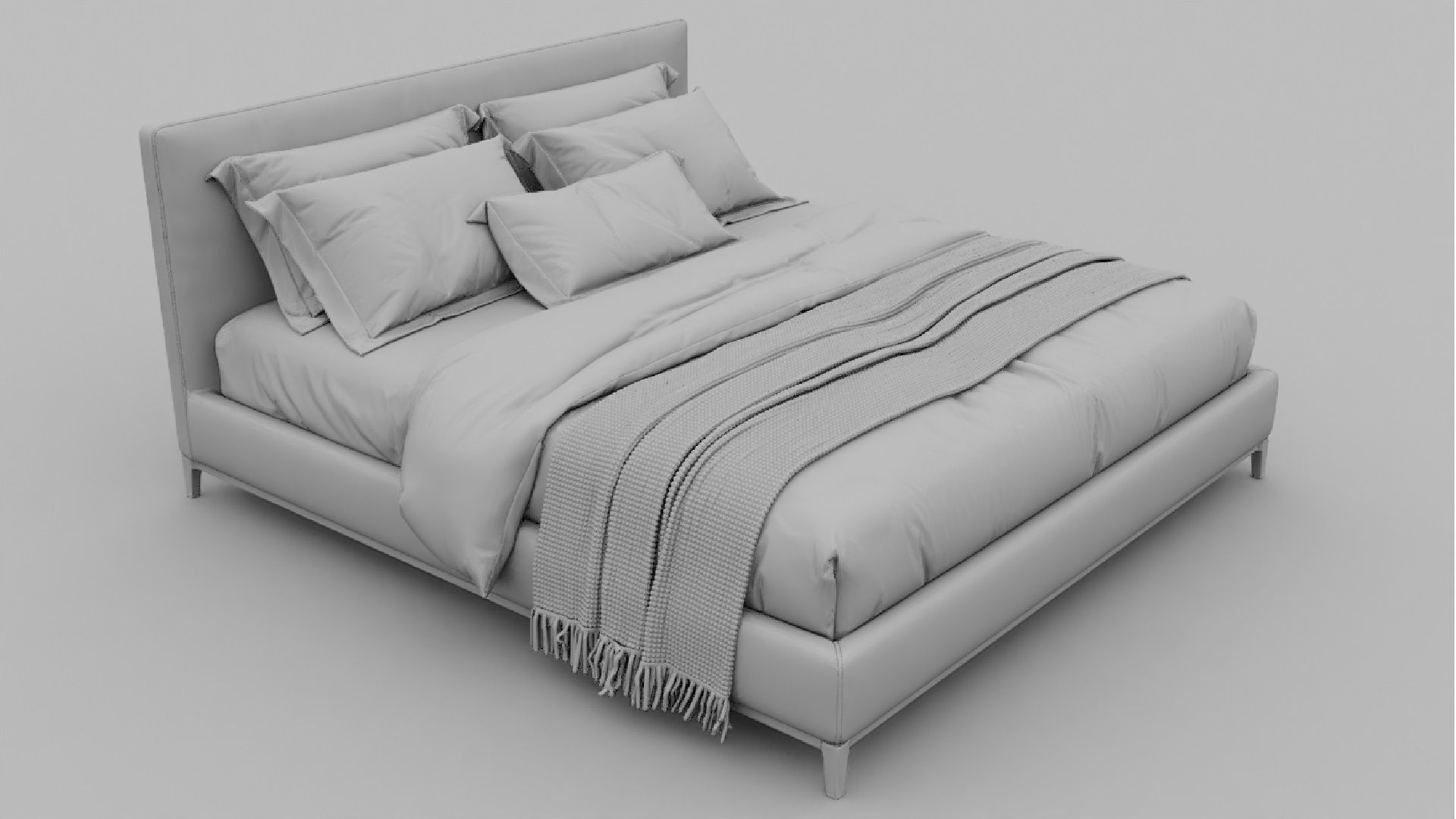 Gray Color Bed 3D model_13