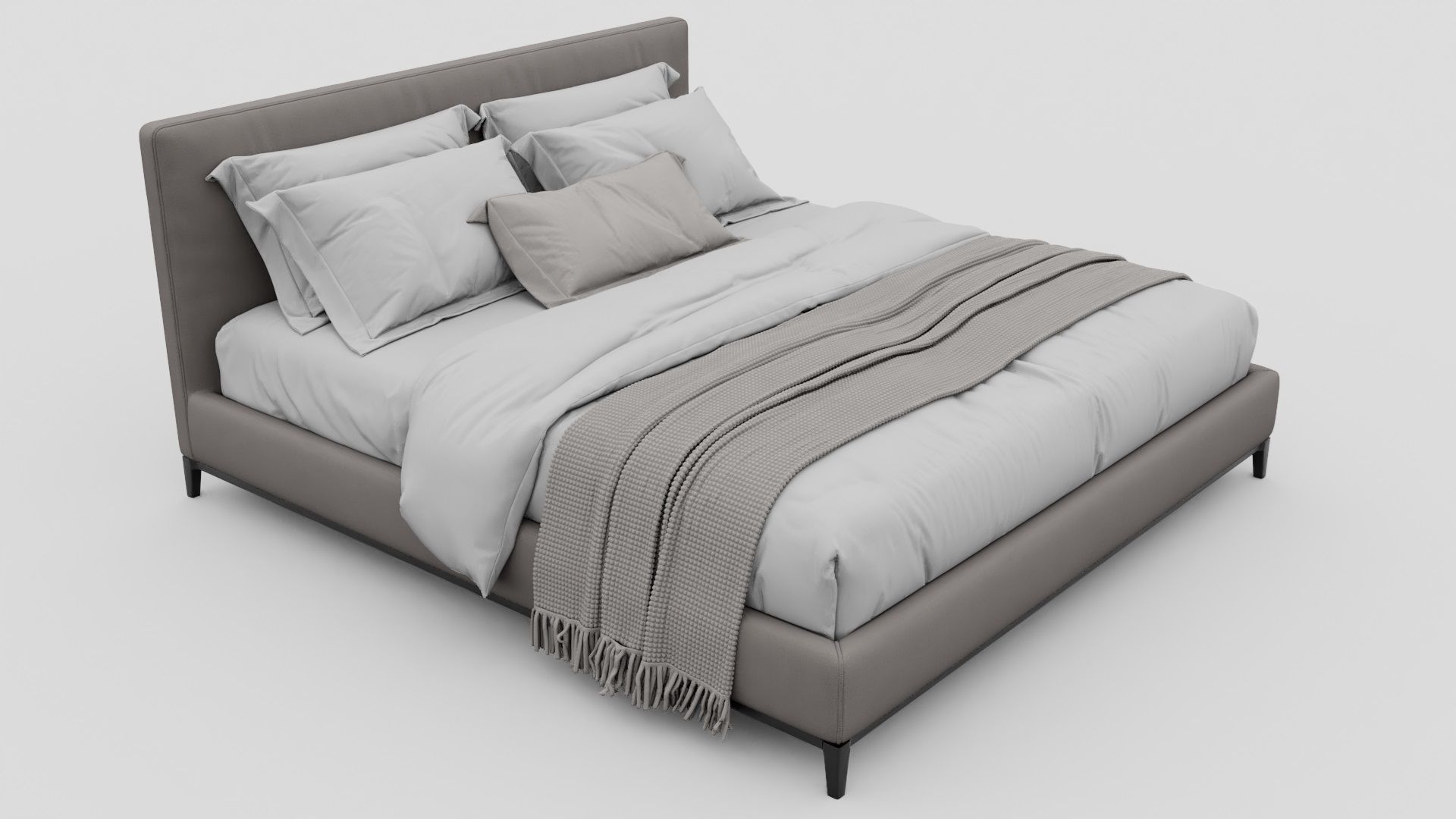 Gray Color Bed 3D model_4